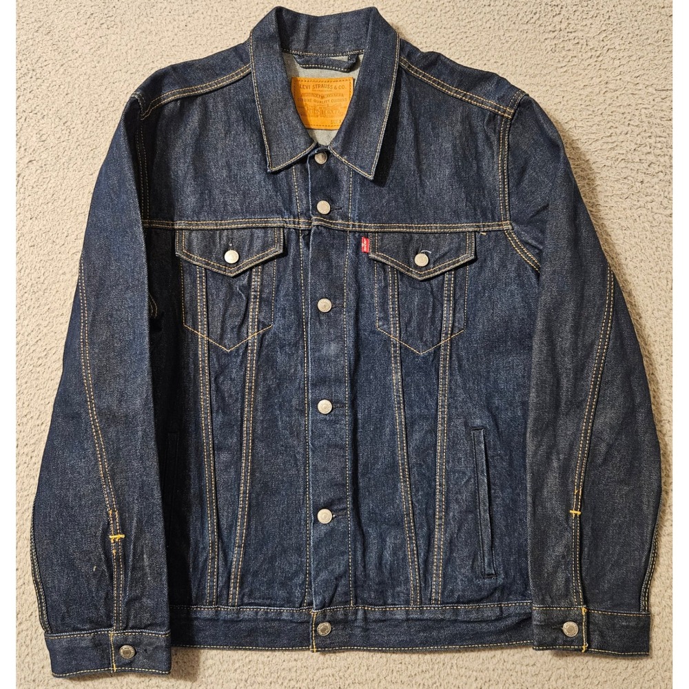 Levis Mens Trucker Jacket Dark Wash Indigo Denim Button Front 72334-0207 XXL